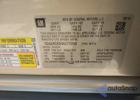 2017 Buick Enclave Premium z USA, uszkodzony, nr VIN 5GAKRCKD4HJ172698